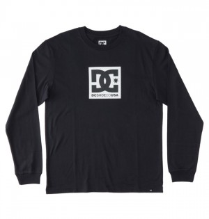 DC DC Square Star Long Sleeve Men's T Shirts Black | IRBQNV267
