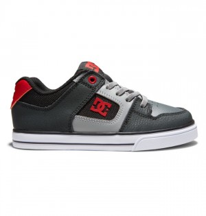 DC Elastic Lace Kids' Pure Black / Grey / Red | IKABVN926