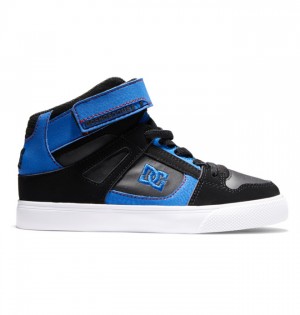 DC High Elastic Lace High-Top Kids' Pure Black / Blue / Red | SADMKW076