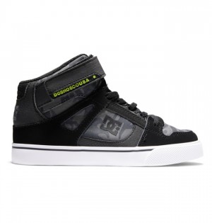 DC High Elastic Lace High-Top Kids' Pure Black | TPYJSD624