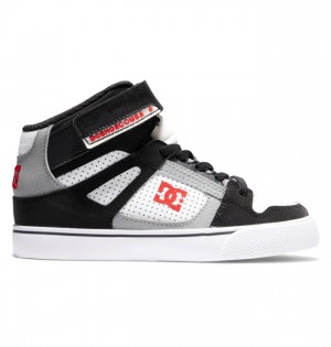 DC High Elastic Lace High-Top Kids' Pure White / Black / Red | WHALOD139