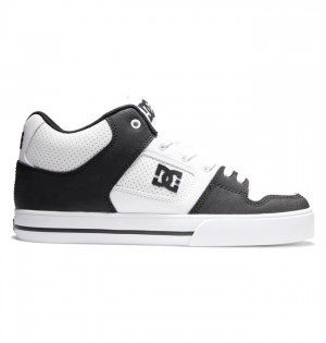 DC Pure MID Mid-Top Men's Sneakers White / Black / White | NQVPMS961