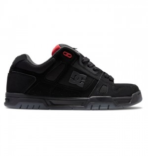 DC Stag Men's Sneakers Black / Grey / Red | VAKYQN867