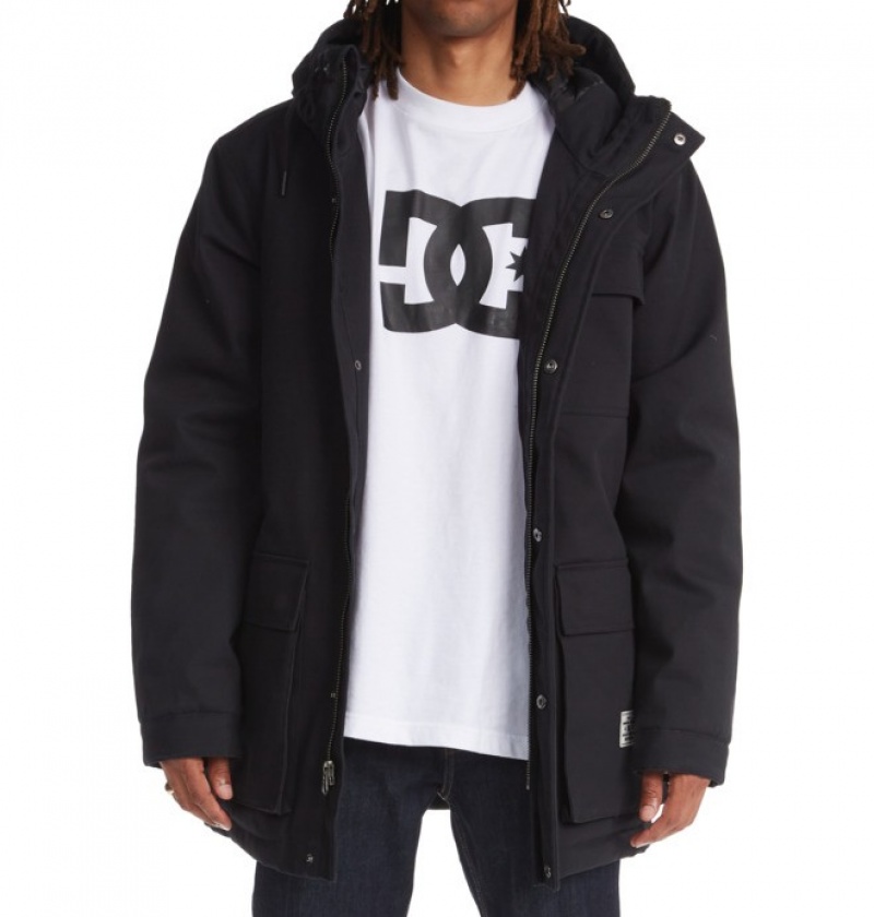 DC Canondale Hooded Parka Men's Jackets Black | ZNKGVW971