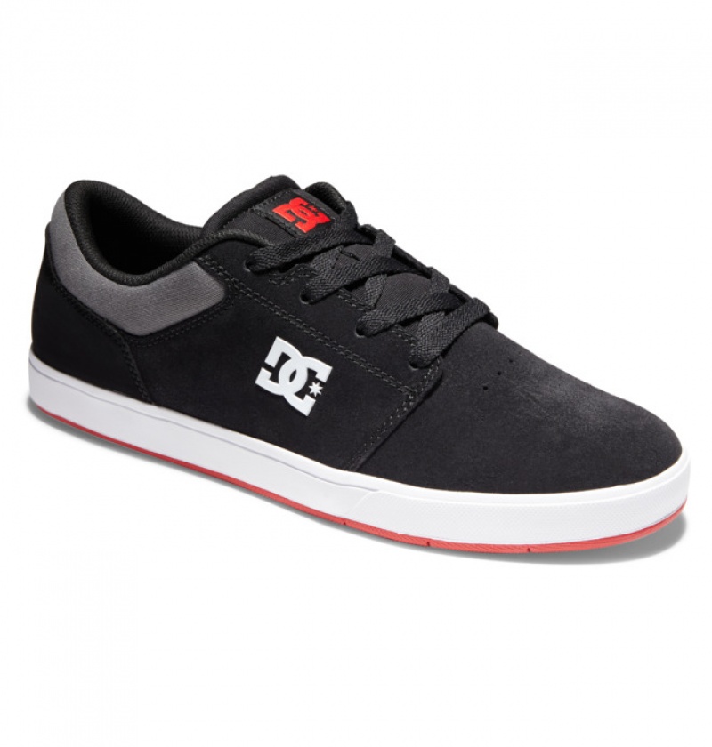 DC Crisis 2 Suede Men's Skate Shoes Black / Grey / Red | JQLCPX957