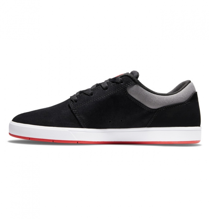 DC Crisis 2 Suede Men's Skate Shoes Black / Grey / Red | JQLCPX957