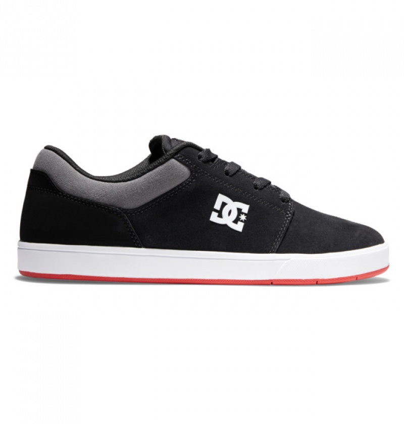 DC Crisis 2 Suede Men\'s Skate Shoes Black / Grey / Red | JQLCPX957