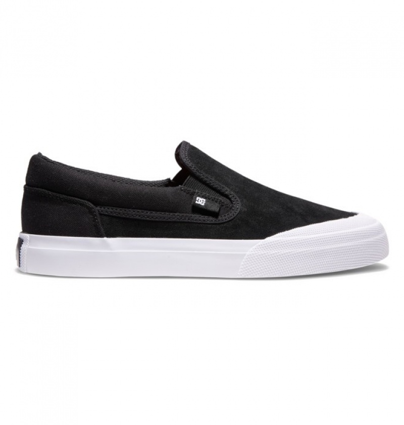 DC Manual RT Slip-On Men\'s Skate Shoes Black / Black / White | ZKLBPJ316
