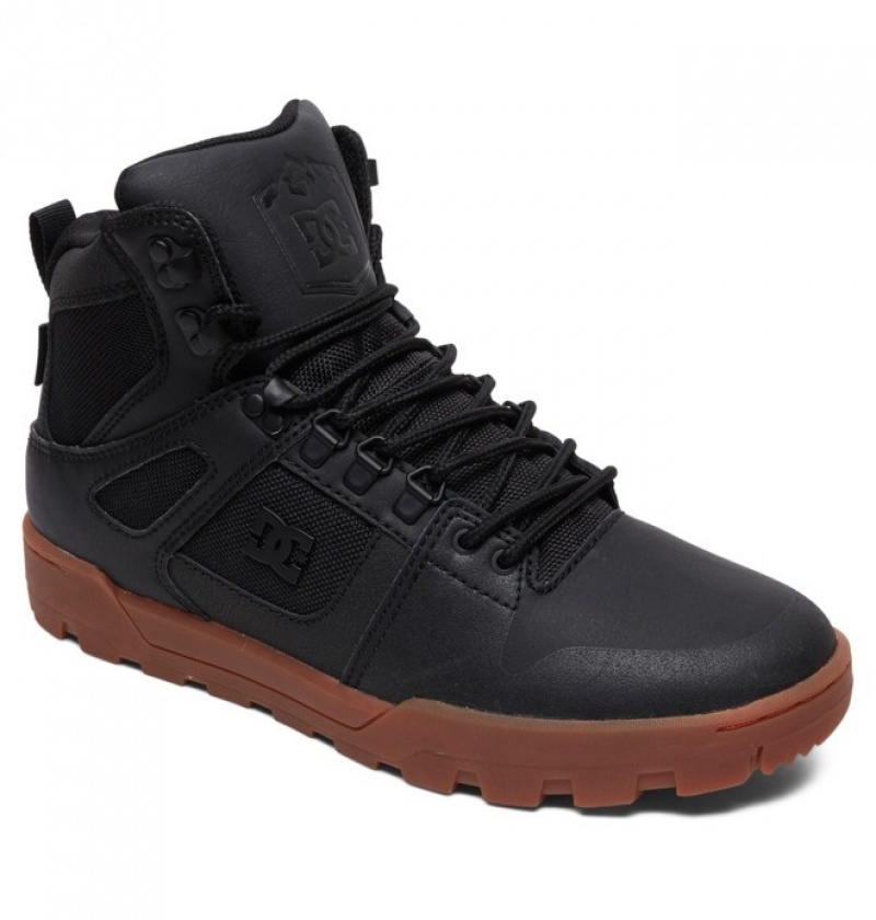 DC Pure Hi Weather Resistant Men's Winter Boots Black | HDGZPN139