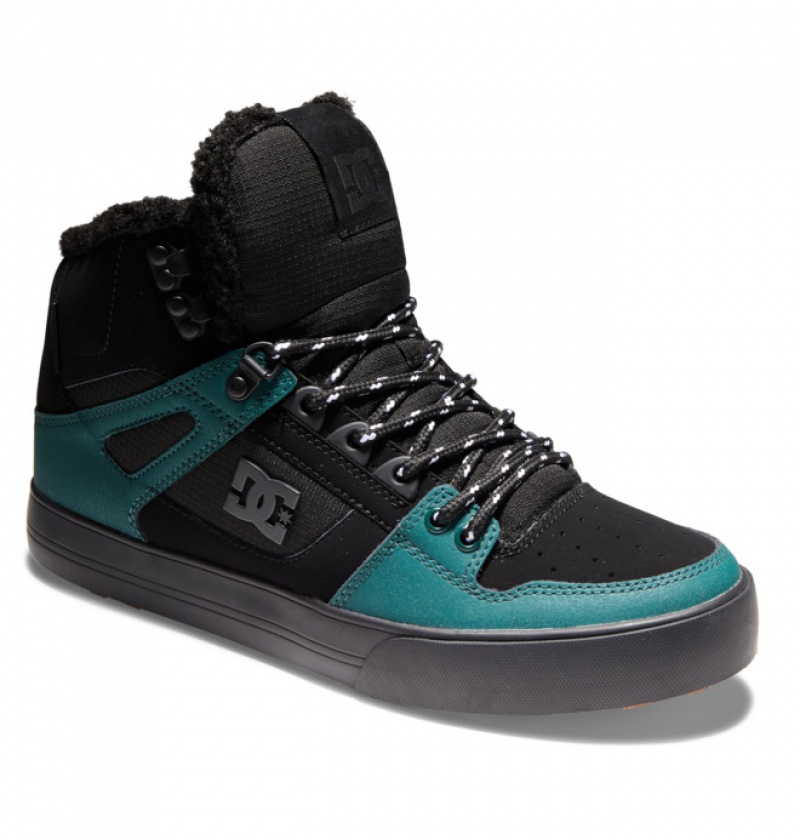 DC Pure High-Top Men's Winter Boots Black / Black / Green | BRXPSL093
