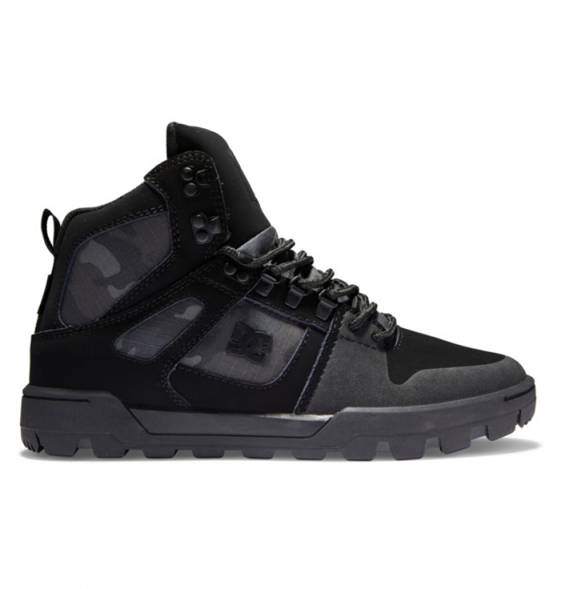 DC Pure High-Top Water-Resistant Men\'s Winter Boots Black / Grey | WHUDXK184
