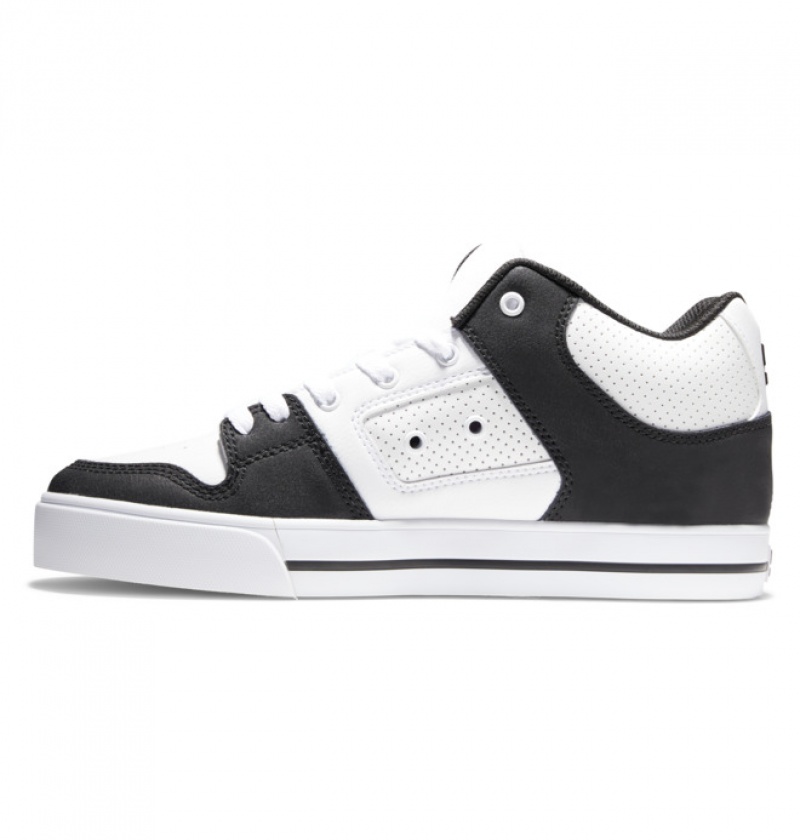 DC Pure MID Mid-Top Men's Sneakers White / Black / White | NQVPMS961
