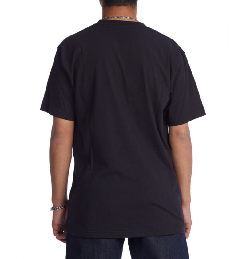 DC Stacked Drip Heritage Men's T Shirts Black | ECHPBQ397