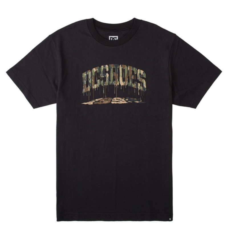DC Stacked Drip Heritage Men\'s T Shirts Black | ECHPBQ397